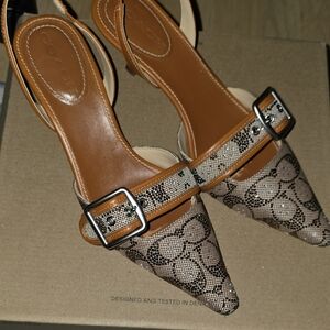 Coach Brown and Black Women's Slingback Heels